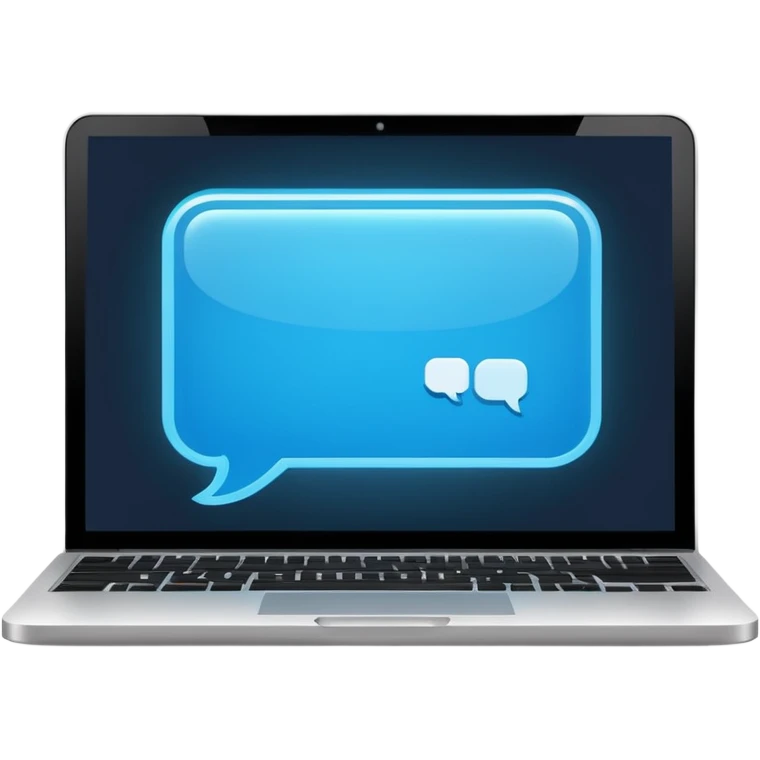 laptop screen with a chat bubble emoji