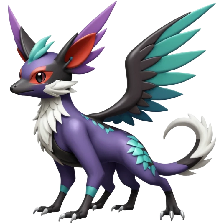 Shiny Noibat-Noivern-Mightyena-Silvally-Fakémon-hybrid-creature (full body)  emoji