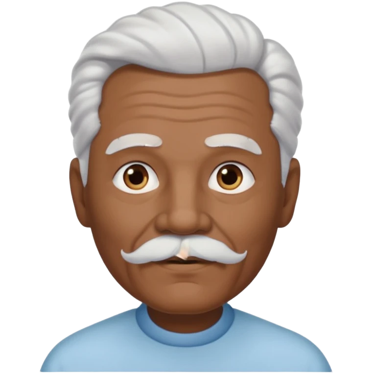 
An elderly man emoji with medium-dark skin tone, full white hair styled in thick, swept-back waves, thick white eyebrows, and a neatly groomed small white mustache. His face is clean-shaven aside from the mustache, giving him a tidy and classic look. emoji