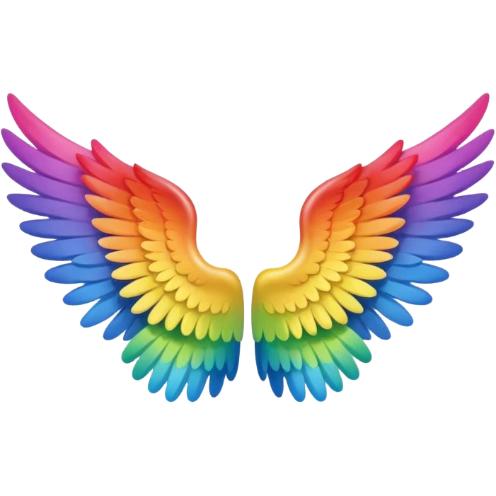 Simple small rainbow angel wings. Simple cute small left and right rainbow angel wings. Only wings. emoji