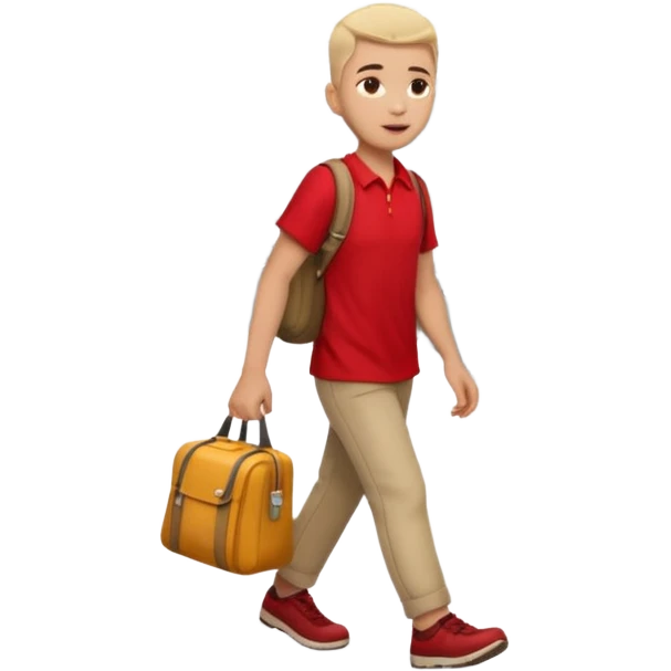 Tourist Character in Red Shirt Moving with purpose through the terminal. emoji