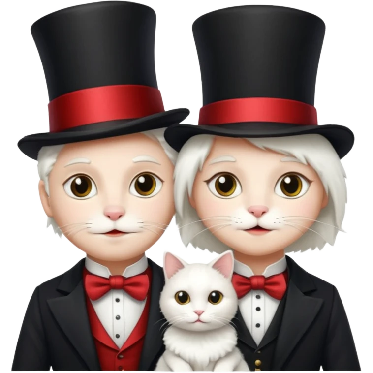 magician couple and their pet cat emoji