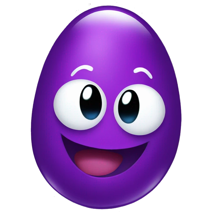 Purple jelly bean with happy face emoji