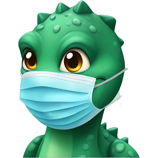 dinosaur wearing a medical mask emoji