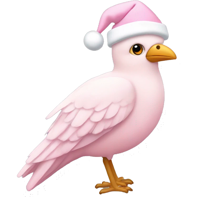 light pink beautiful magestic bird wearing light pink and white christmas hat  emoji