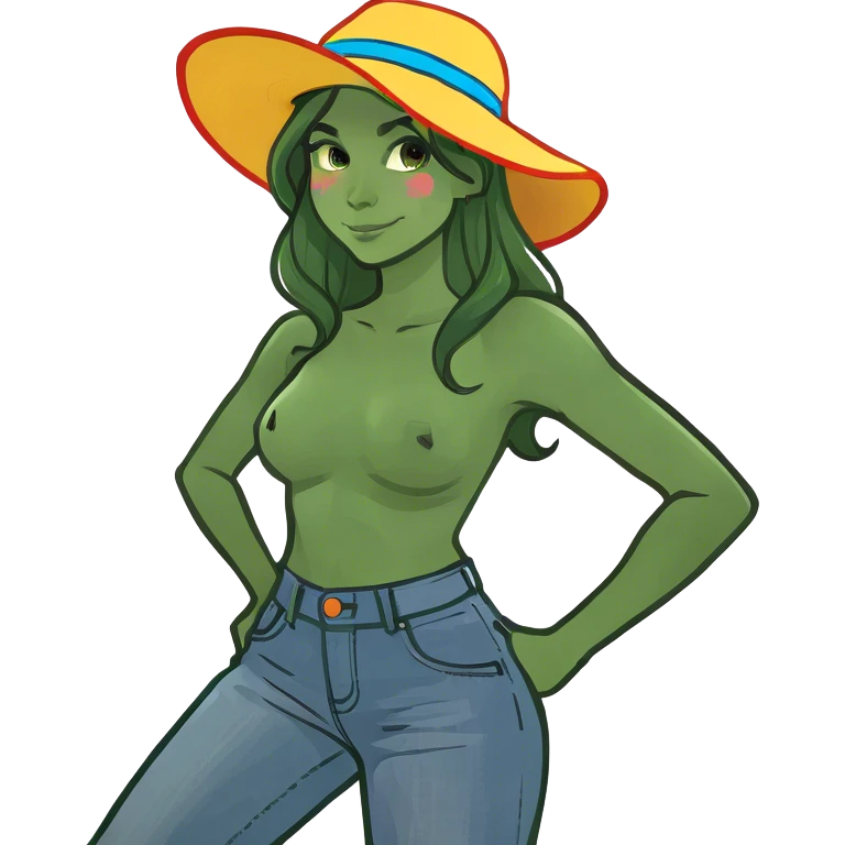 Girl in wide jeans emoji