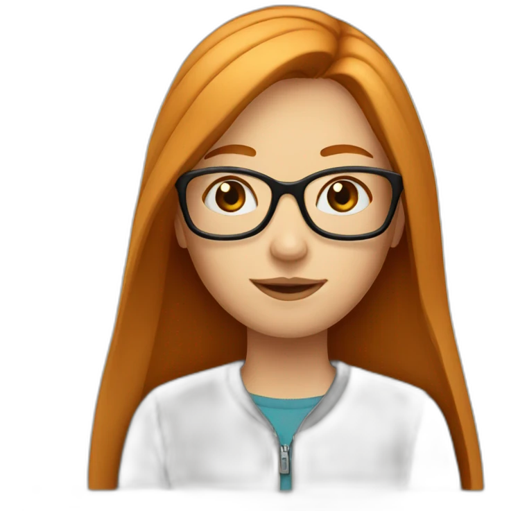 girl with long straight ginger hair and glasses emoji