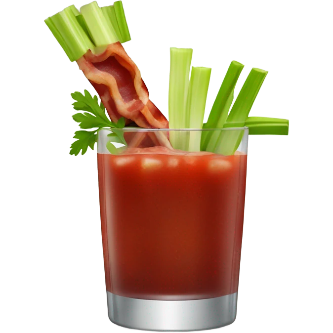 Realistic Bloody Mary Cocktail with Celery and Bacon Garnishes. emoji