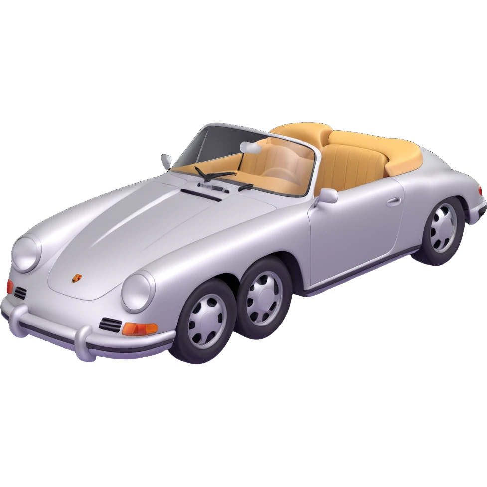 old Porsche car, silver color emoji