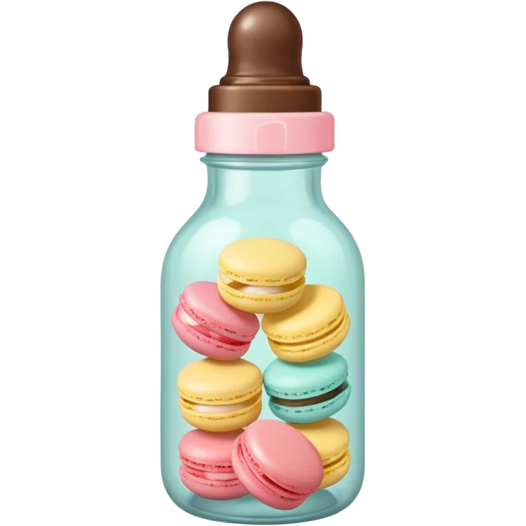 A cute baby bottle with a light yellow nipple and cute stickers on the bottle body. Macaron color palette emoji