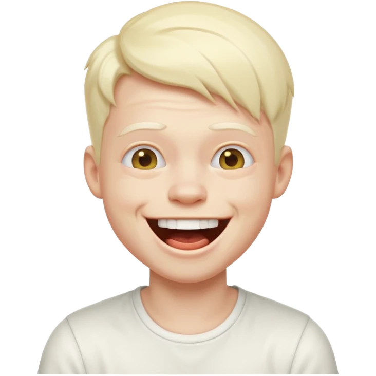 young albino emoji boy laughing out loud with white top emoji