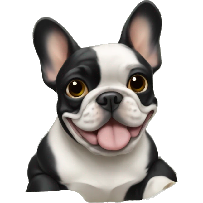 Black-and-tan French bulldog on pile of money  emoji