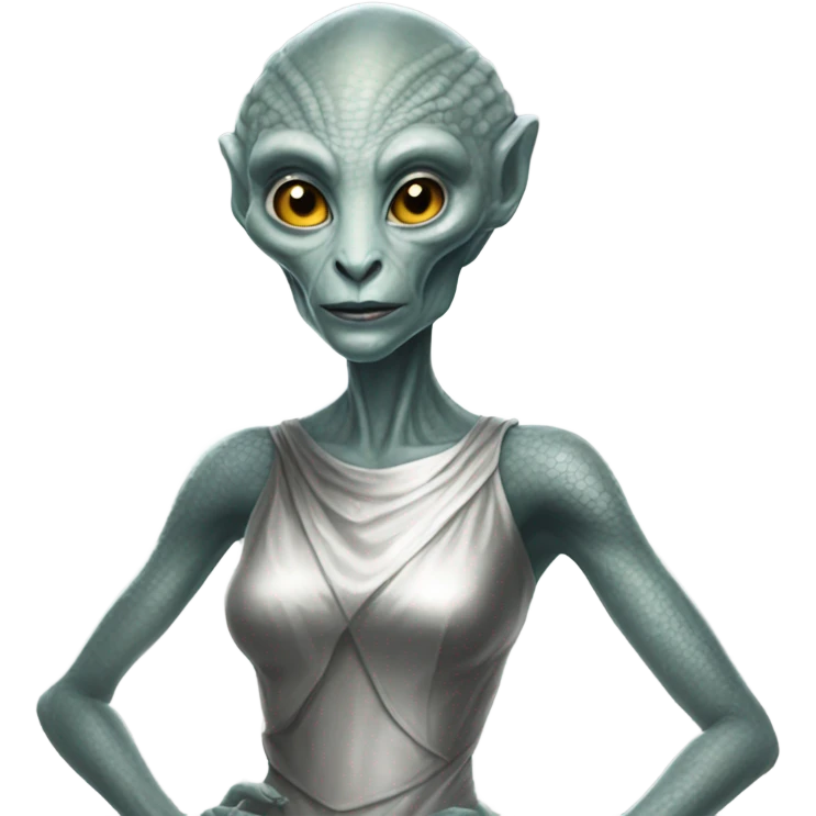 alien reptilian woman in silver dress emoji