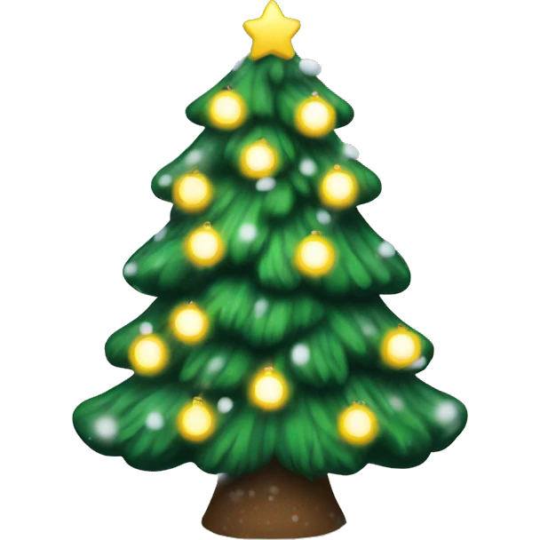 christmas tree with lights and snow emoji