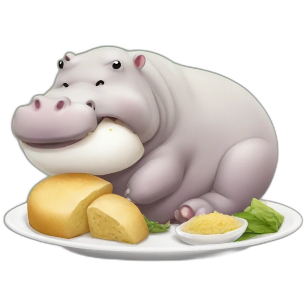 Hippo eating baozi emoji