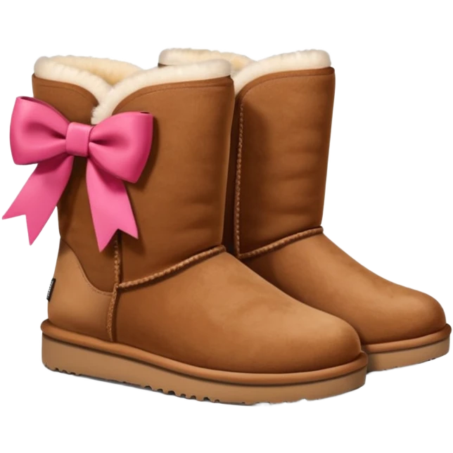 ugg boots that are ankle hight with a cheat bow on the back emoji