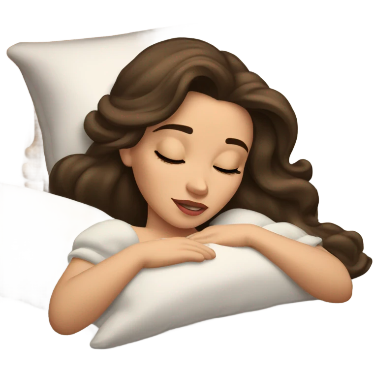 Sleeping brunette beauty princess Disney, bed, white skin emoji