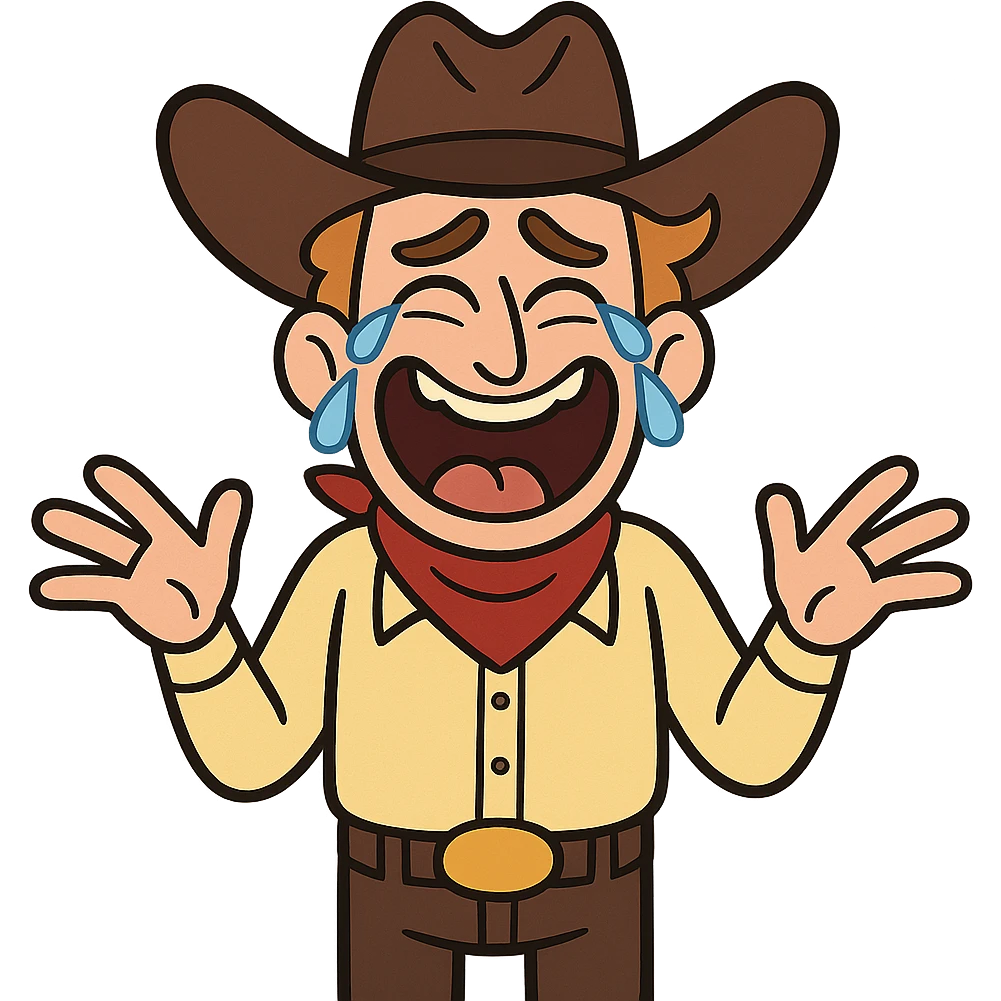 crying laughing upside down cowboy emoji
