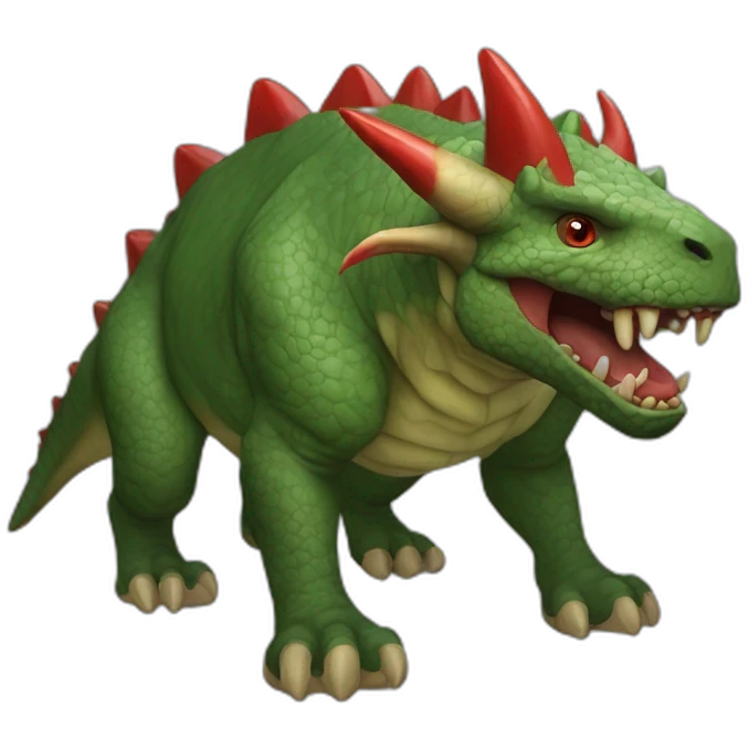 Green Tarasque six feets red horns emoji