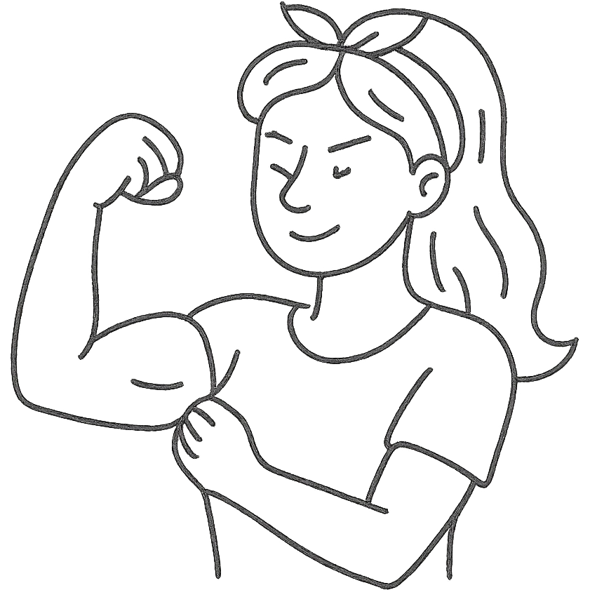 strong blond woman flexing emoji