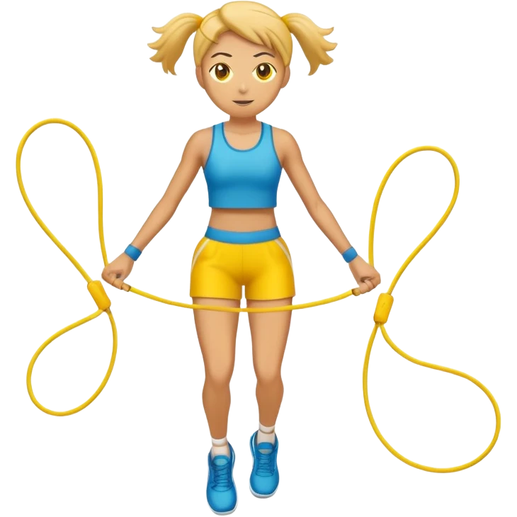 person jumping rope, simple yellow face emoji