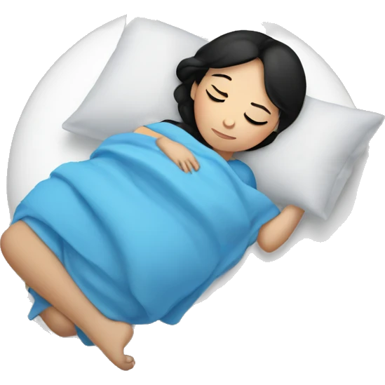 Sleeping girl with black hair and blue eyes  emoji