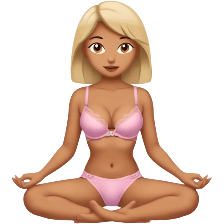 Girl with sexy bra and miny panty sitting on a kukumbar emoji