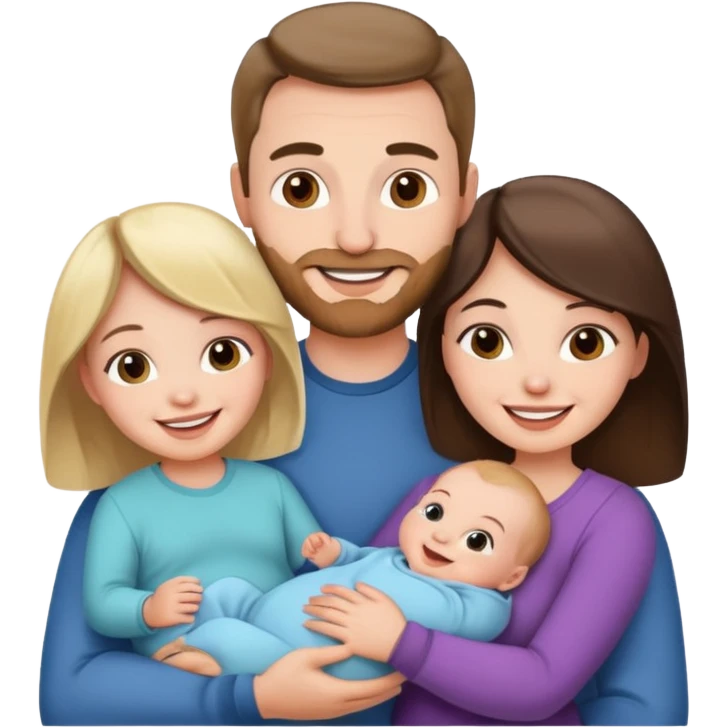 Mom and dad and baby girl young couple emoji