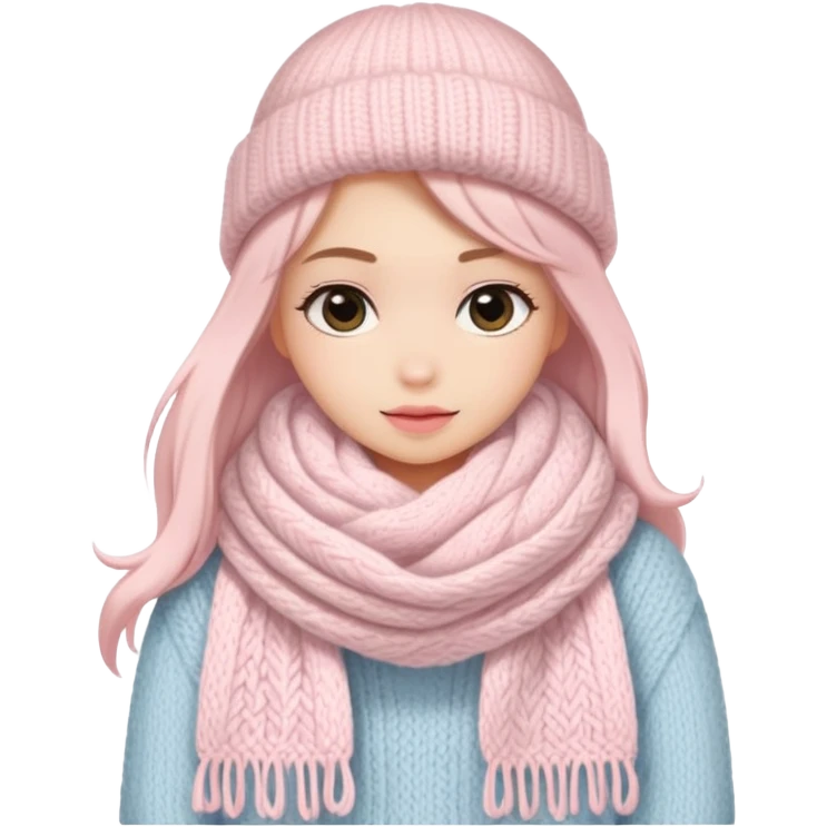 Light pink winter cozy, pretty aesthetic emoji