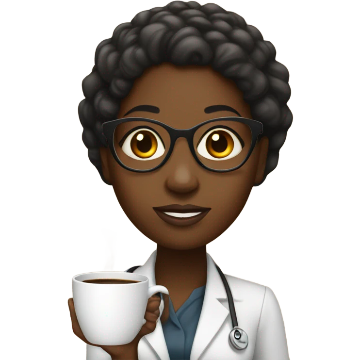 A black girl psychologist  with coffee in hand emoji