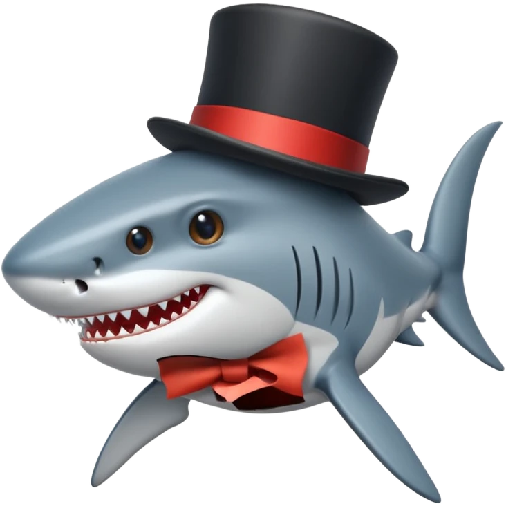 Shark with a top hat emoji