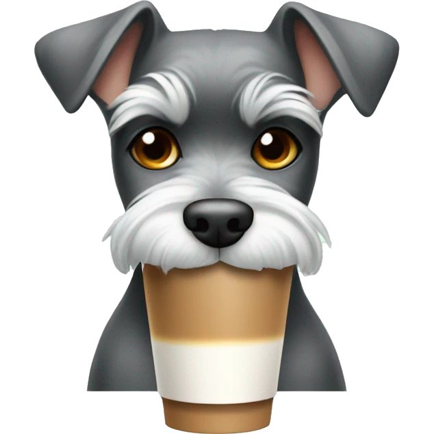 Schnauzer drinking a latte emoji