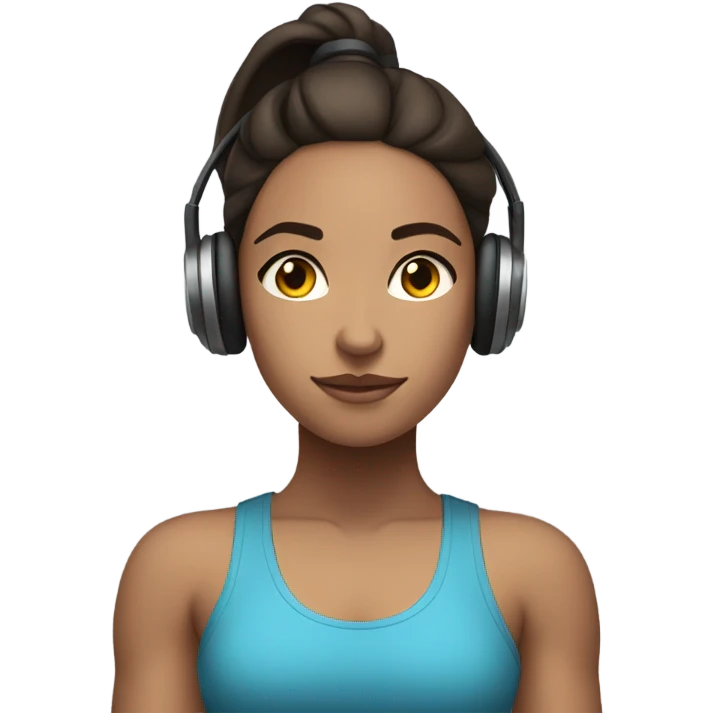 Brunette gym girl with headphones emoji