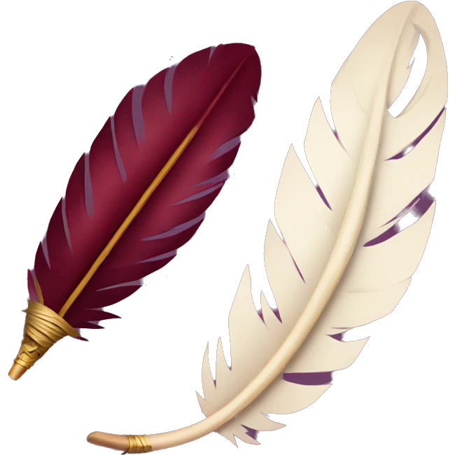 a feather quill and an open maroon SCROLL emoji