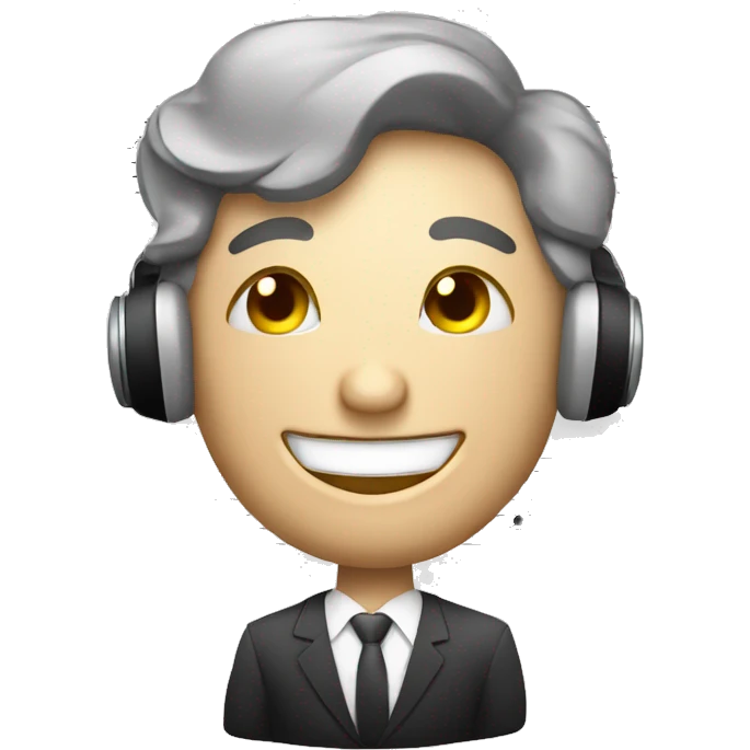 ejecutivo sonriente escuchando música con notas musicales  emoji