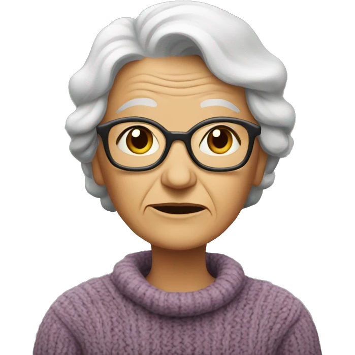thoughtful old woman in sweater emoji