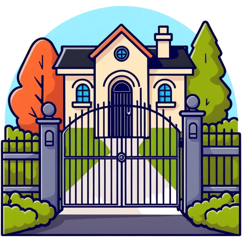 house entrance gate with garden fence emoji