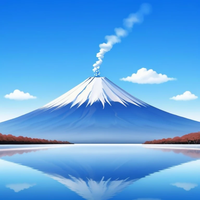 Mount Fuji, the iconic snow-capped mountain of Japan with blue sky emoji