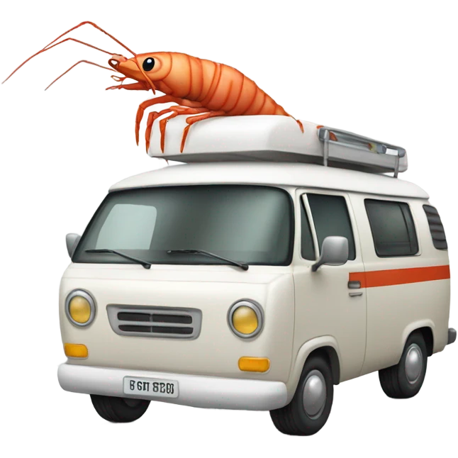 Shrimp driving a camper van emoji
