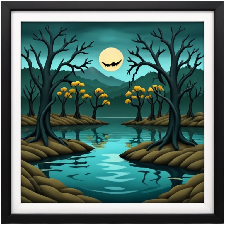 horror lake in dark emoji