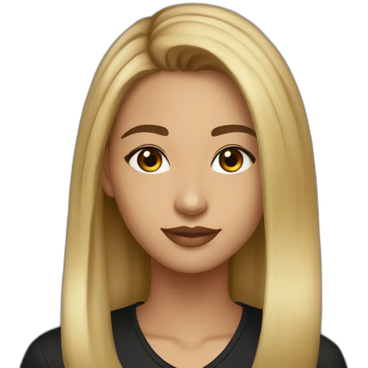 Brown eyes 20 year old less honey blonde highlights hair with black shirt and light skin to olive skin lo emoji
