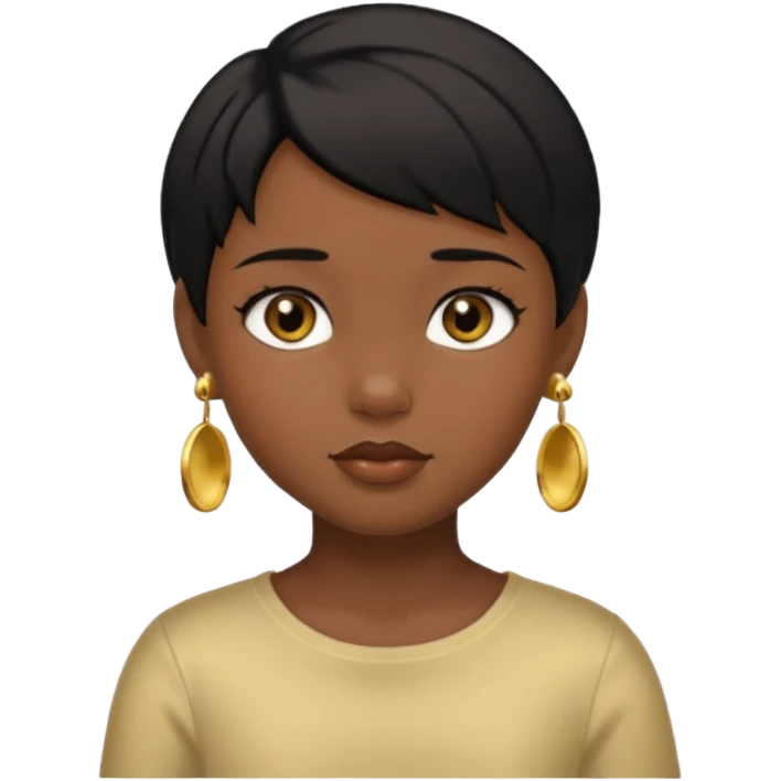 girl child with black short hair and gold earring and black skin emoji