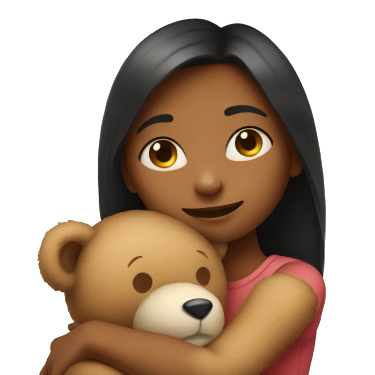 girl hugging a teddy bear emoji