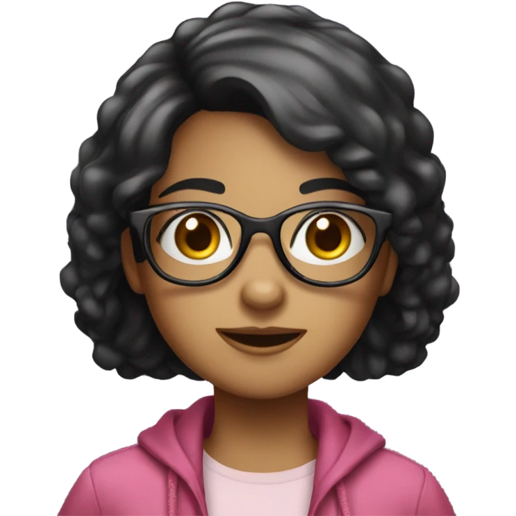 Girl with black hair and glasses as a fampire emoji