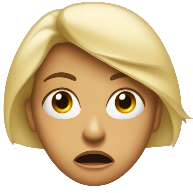 single woman face between angry and shocked emoji