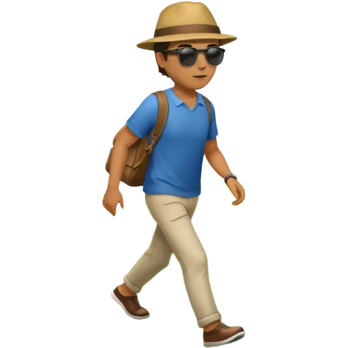 Man in simple clothes walking up a hill emoji