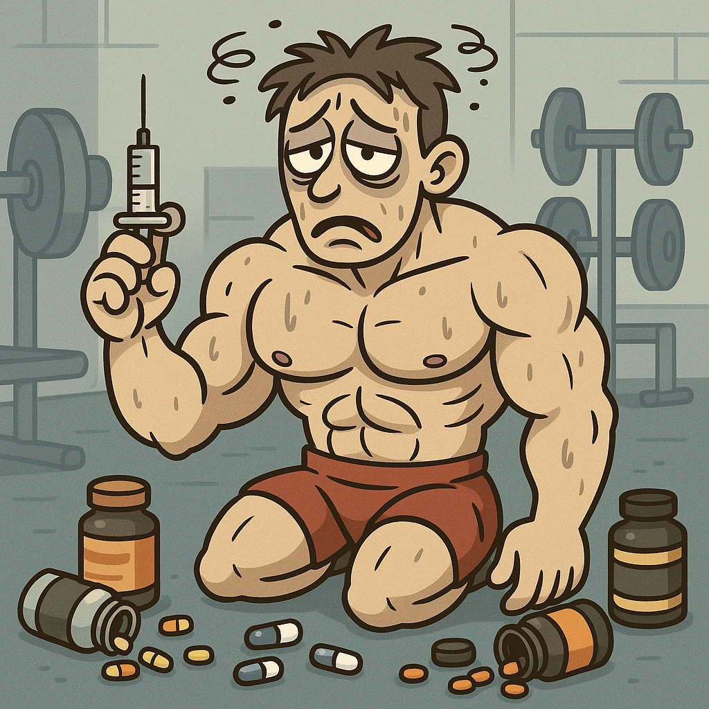  bodybuilder che fa dosaggi a caso, e quindi sta male emoji
