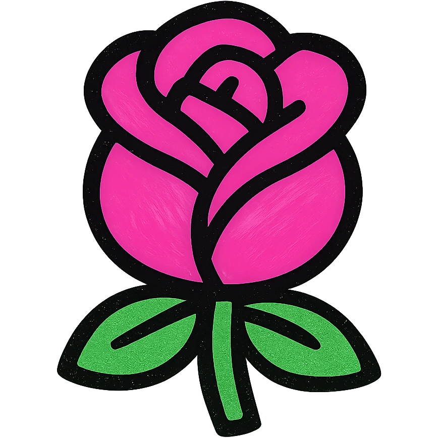 pink rose, flat color icon style, minimal details, bold and clear emoji