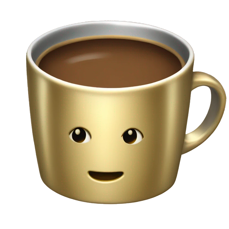vintage Metallic Gold mug of coffe emoji