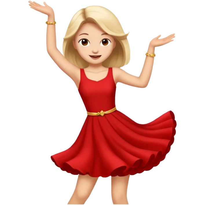 a girl is dancing with red outfit emoji